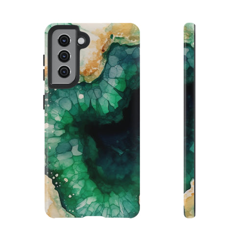 Green Geode in Watercolor - Impact Resistant Phone Case Samsung Galaxy S21 Glossy